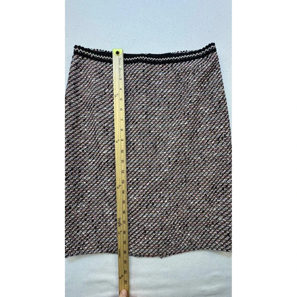 Talbots Skirt Womens 2P Black Multi Tweed Pencil Cotton Blend‎ Trim